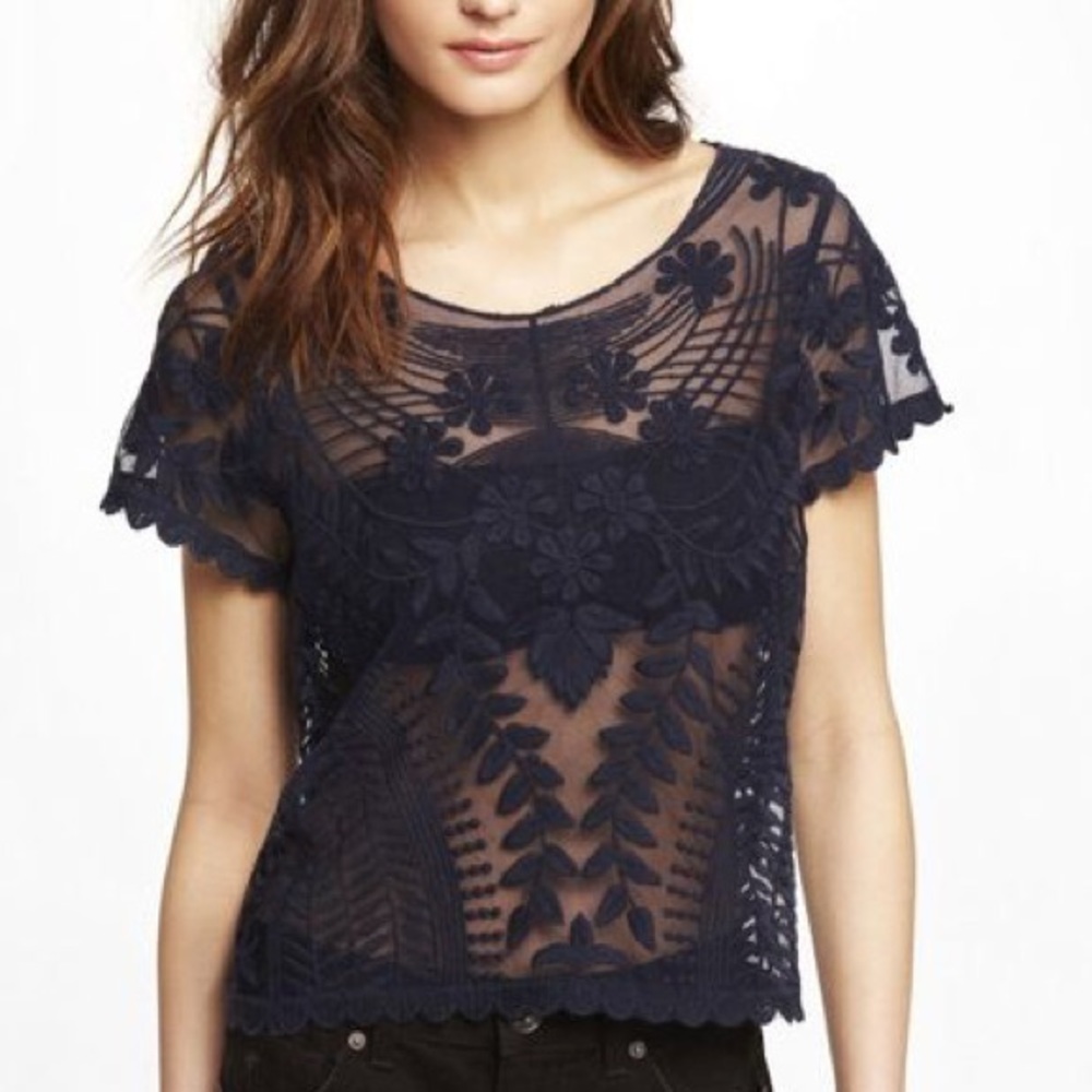 Semi Sheer Lace Blouse